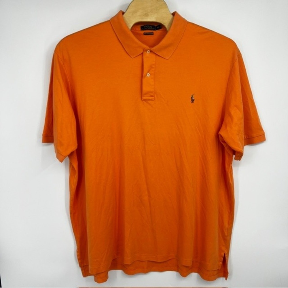 Polo Ralph Lauren Men's Orange Pima Soft Touch Polo Shirt Size 4XLT Tall